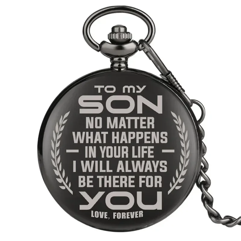 Creative To My Son Series Men Boy Quartz Analog Display Pocket Watch Pendant Chain Fob Watches Arabic Number Display Clock
Creative To My Son Series Men Boy Quartz Analog Display Pocket Watch Pendant Chain Fob Watches Arabic Number Display Clock