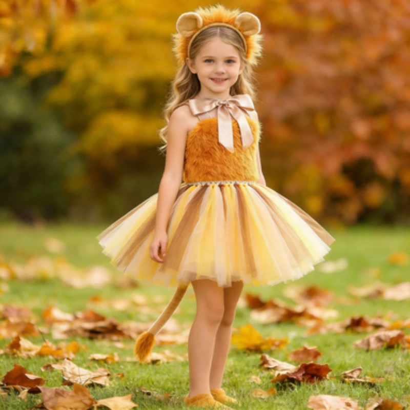 Girls Lion Animal Costume Dress Kids Halloween Party Cosplay Outfit Cute Cartoon Role Play Dress for Stage Performance Carnival
Girls Lion Animal Costume Dress Kids Halloween Party Cosplay Outfit Cute Cartoon Role Play Dress for Stage Performance Carnival