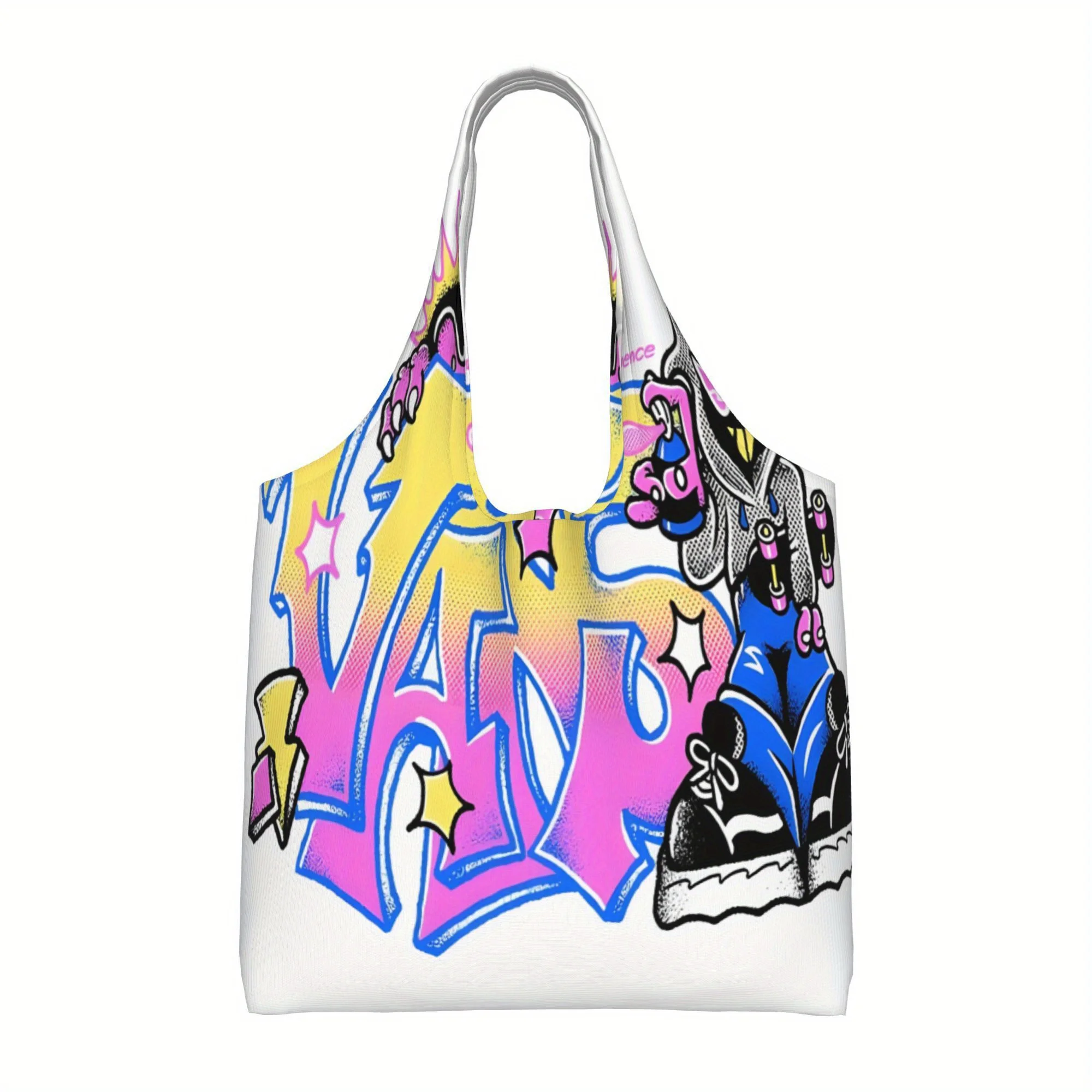 1pc Graffiti Art Large Capacity Canvas Shoulder Bag - Women’s Reusable Tote with Vibrant Streetwear Design for Shopping
1pc Graffiti Art Large Capacity Canvas Shoulder Bag - Women’s Reusable Tote with Vibrant Streetwear Design for Shopping