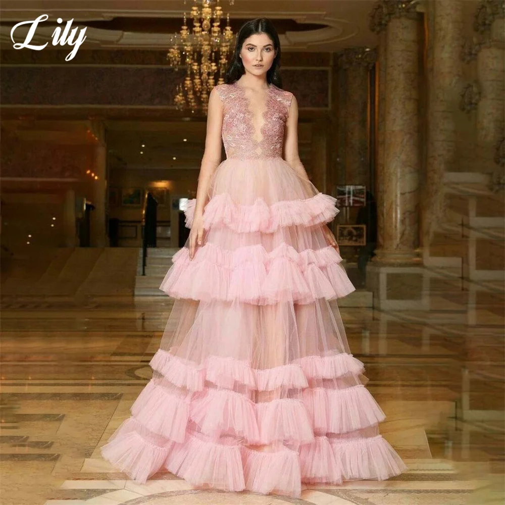 Lily Pink Party Dresses V Neck Tank Sleeveless Evening Dresses Layered Tulle A Line Party Gown Prom Gown for Women Customized
Lily Pink Party Dresses V Neck Tank Sleeveless Evening Dresses Layered Tulle A Line Party Gown Prom Gown for Women Customized