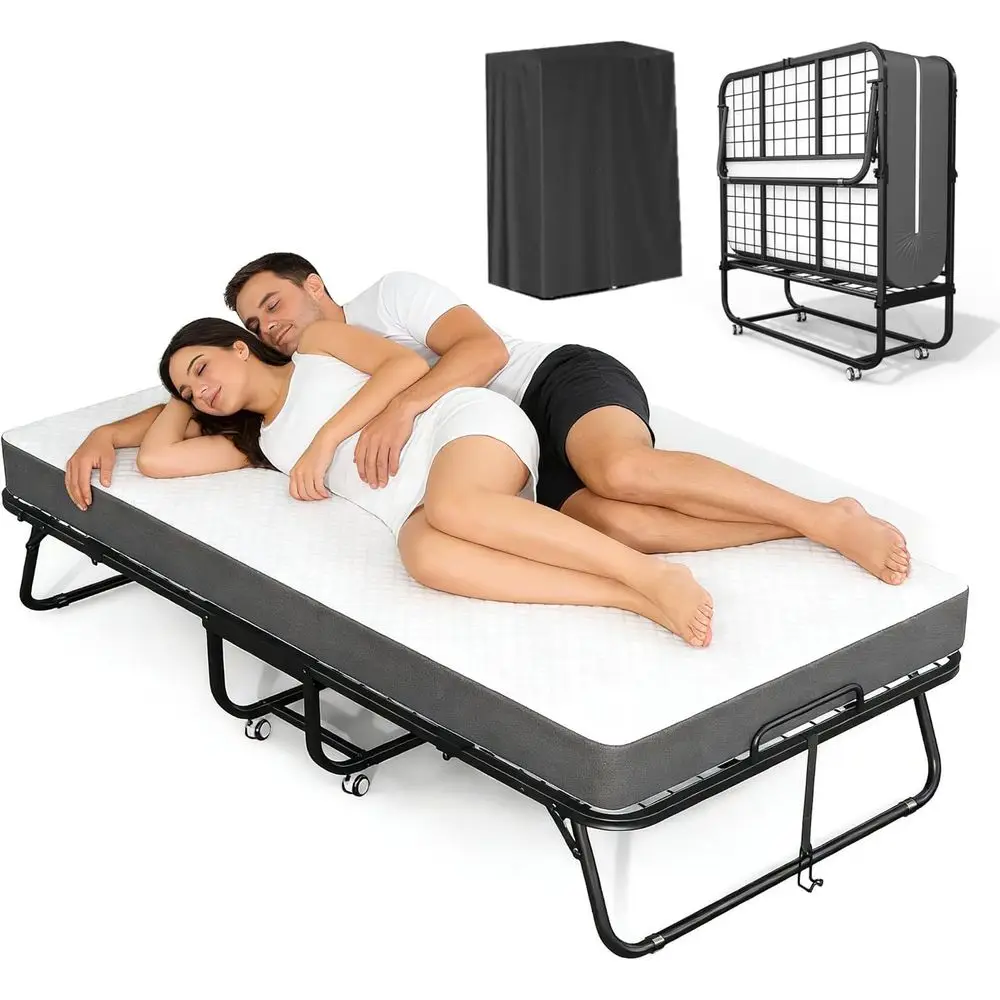 Twin Size Folding Bed with Memory Foam Mattress, Portable and Space-Saving Metal Frame
Twin Size Folding Bed with Memory Foam Mattress, Portable and Space-Saving Metal Frame