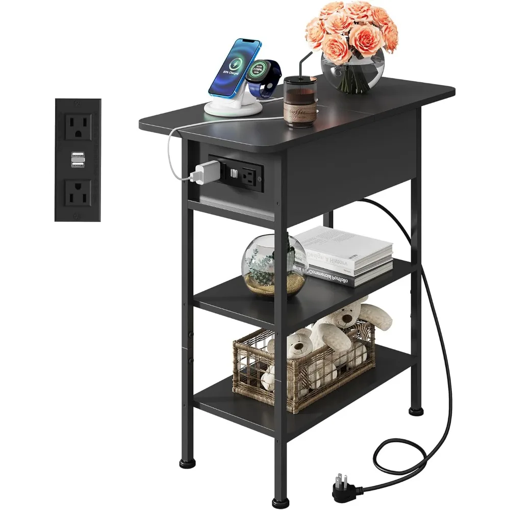 End Table with Charging Station, Flip Top Side Table with Storage Shelf, Sofa Couch Table with USB Ports and Outlets, Narr
End Table with Charging Station, Flip Top Side Table with Storage Shelf, Sofa Couch Table with USB Ports and Outlets, Narr