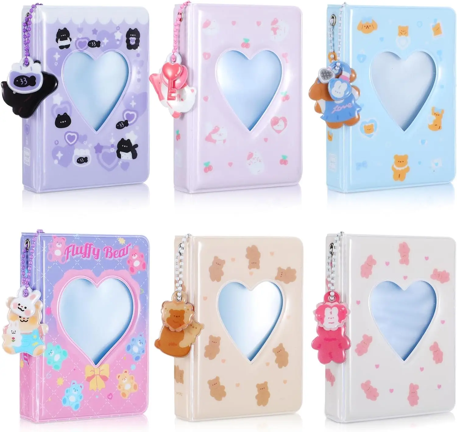 6 Pcs 3 Inch Kpop Photocard Binder Mini Photo Album Love Heart Photo Card Holder 40 Pockets with Bear Pendant
6 Pcs 3 Inch Kpop Photocard Binder Mini Photo Album Love Heart Photo Card Holder 40 Pockets with Bear Pendant