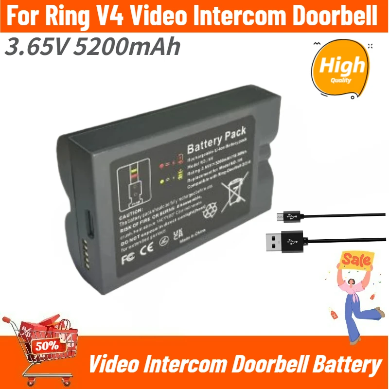 High Quality Battery 3.65V 5200mAh for Ring V4 Video Intercom Doorbell Brand New Replacement Battery
High Quality Battery 3.65V 5200mAh for Ring V4 Video Intercom Doorbell Brand New Replacement Battery