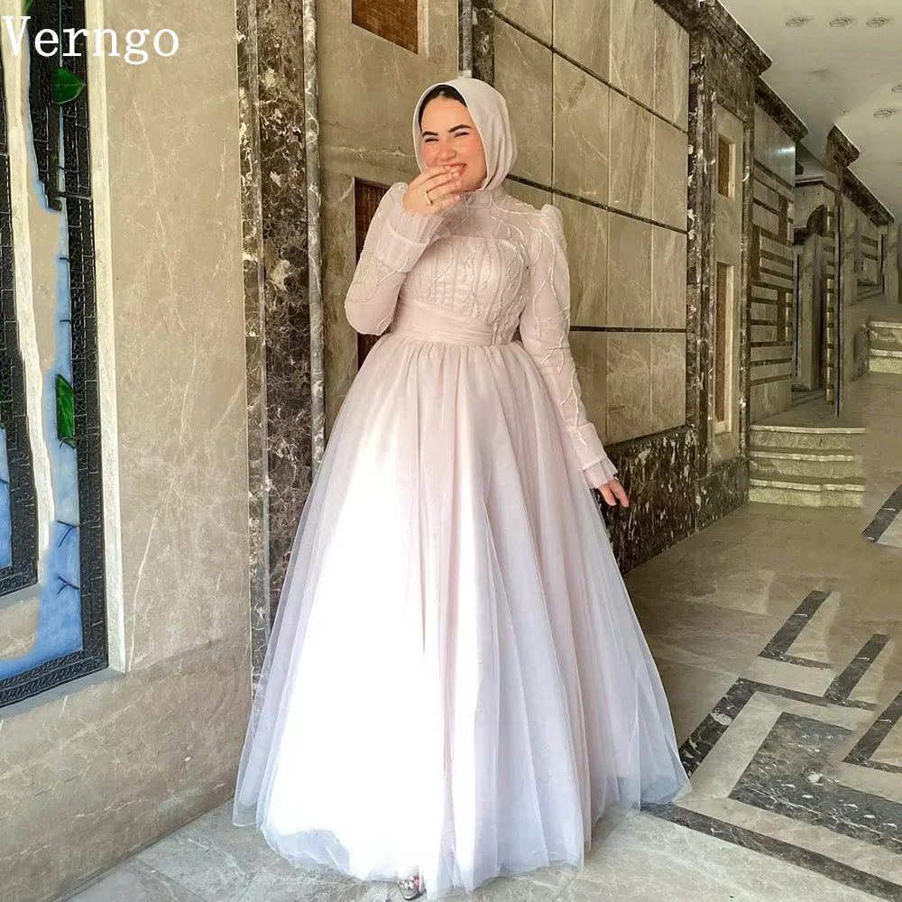Verngo Pink Tulle Wedding Dresses Sequined Elegant A Line Bridal Gowns Full Sleeves Muslim Formal Modest Bride Dress Customized
Verngo Pink Tulle Wedding Dresses Sequined Elegant A Line Bridal Gowns Full Sleeves Muslim Formal Modest Bride Dress Customized