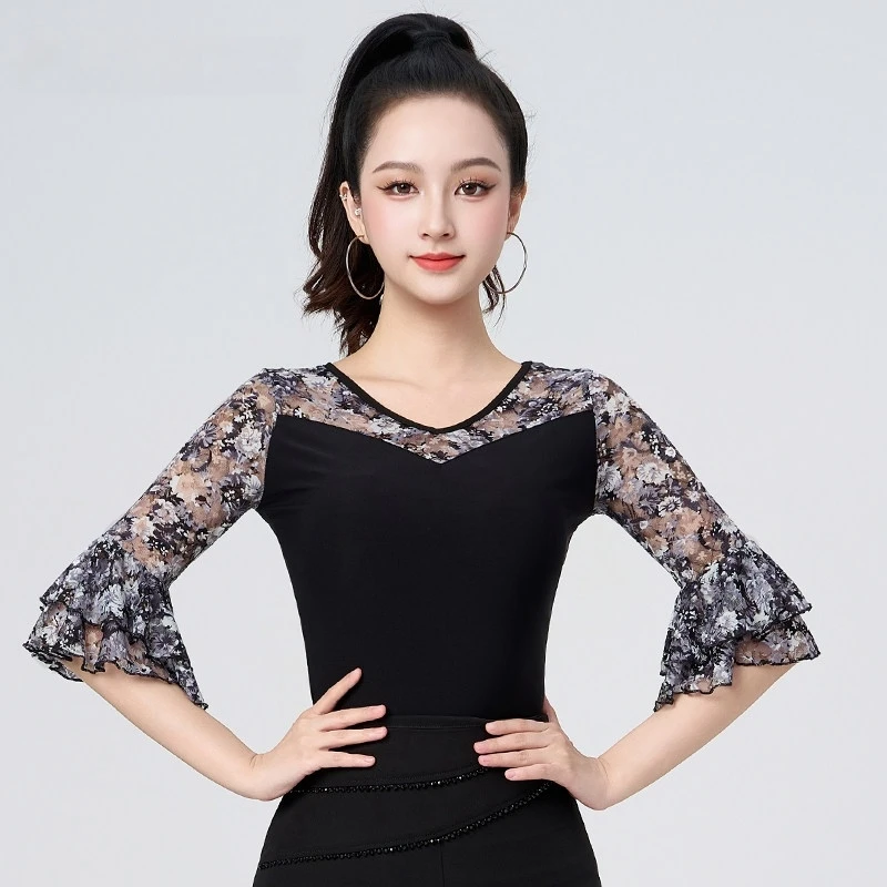 Latin Dance New Temperament Lace Women's Adult Tops Modern Dance Performance National Standard Dance Summer Dance Clothes
Latin Dance New Temperament Lace Women's Adult Tops Modern Dance Performance National Standard Dance Summer Dance Clothes