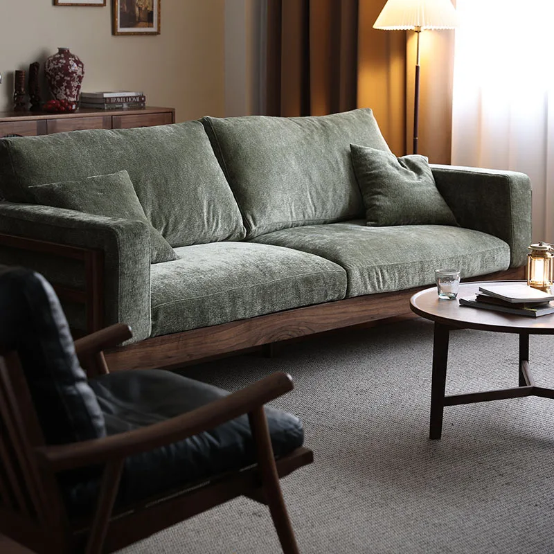 Black walnut solid wood sofa living room log small apartment fabric winter and summer dual-use
Black walnut solid wood sofa living room log small apartment fabric winter and summer dual-use