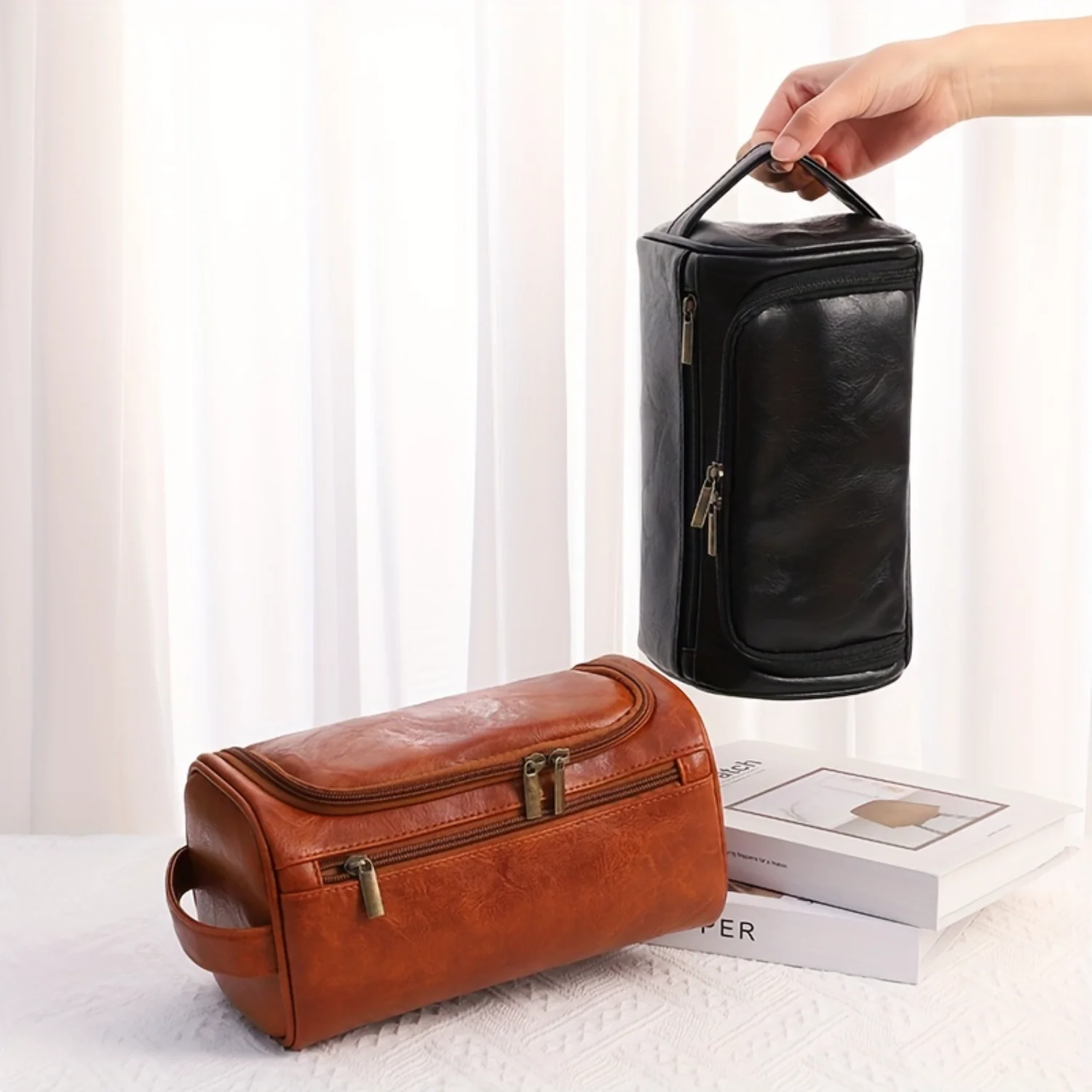 Retro Faux Leather Cosmetic Bag, Portable Travel Toiletry Bag, Waterproof Makeup Bag
Retro Faux Leather Cosmetic Bag, Portable Travel Toiletry Bag, Waterproof Makeup Bag