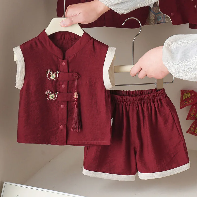 Summer Toddler Boy Outfits Chinese Style New Year Birthday Red Sleeveless Tops+Shorts Baby Newborn Items Baby Clothing Sets B328
Summer Toddler Boy Outfits Chinese Style New Year Birthday Red Sleeveless Tops+Shorts Baby Newborn Items Baby Clothing Sets B328