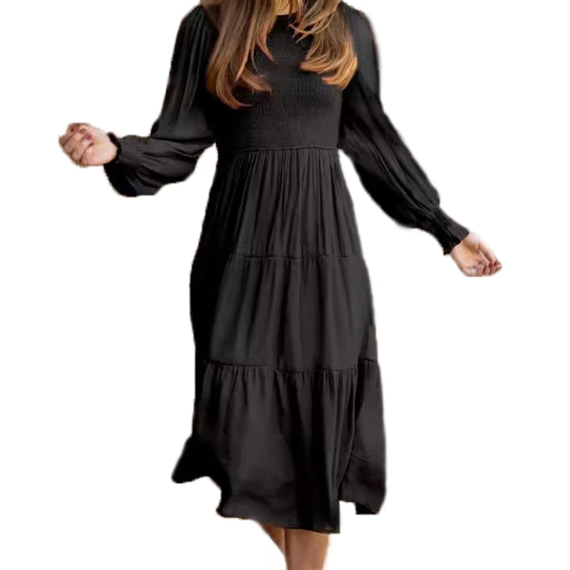 Women's Fall Dress Long Sleeve Retro Elegant Solid Color Round Neck High Waist Dress Casual Long Dresses
Women's Fall Dress Long Sleeve Retro Elegant Solid Color Round Neck High Waist Dress Casual Long Dresses