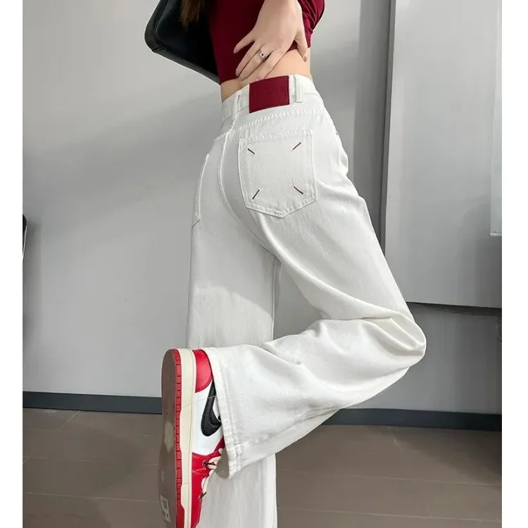 White Slim Wide Leg Jeans Women's High Waist Straight Cut Loose Fit Casual Denim Pants Autumn 2025 Fashion Design
White Slim Wide Leg Jeans Women's High Waist Straight Cut Loose Fit Casual Denim Pants Autumn 2025 Fashion Design