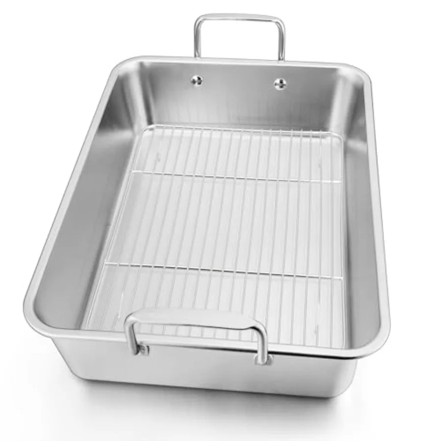 14 Inch Roasting Pan with Rack, Large Turkey Roasting Pan, Stainl Steel Roaster Pan with Wire Rack Non Stick Baking Pans for Co
14 Inch Roasting Pan with Rack, Large Turkey Roasting Pan, Stainl Steel Roaster Pan with Wire Rack Non Stick Baking Pans for Co