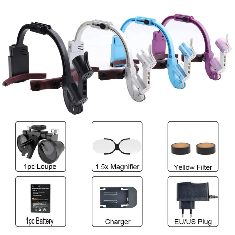 5W LED 110V-220V Headlight Head Lamp 2.5x 3.5x 420mm Dental Loupe Magnifier Magnification Binocular Medical Loupes 4 Color EU US
5W LED 110V-220V Headlight Head Lamp 2.5x 3.5x 420mm Dental Loupe Magnifier Magnification Binocular Medical Loupes 4 Color EU US
