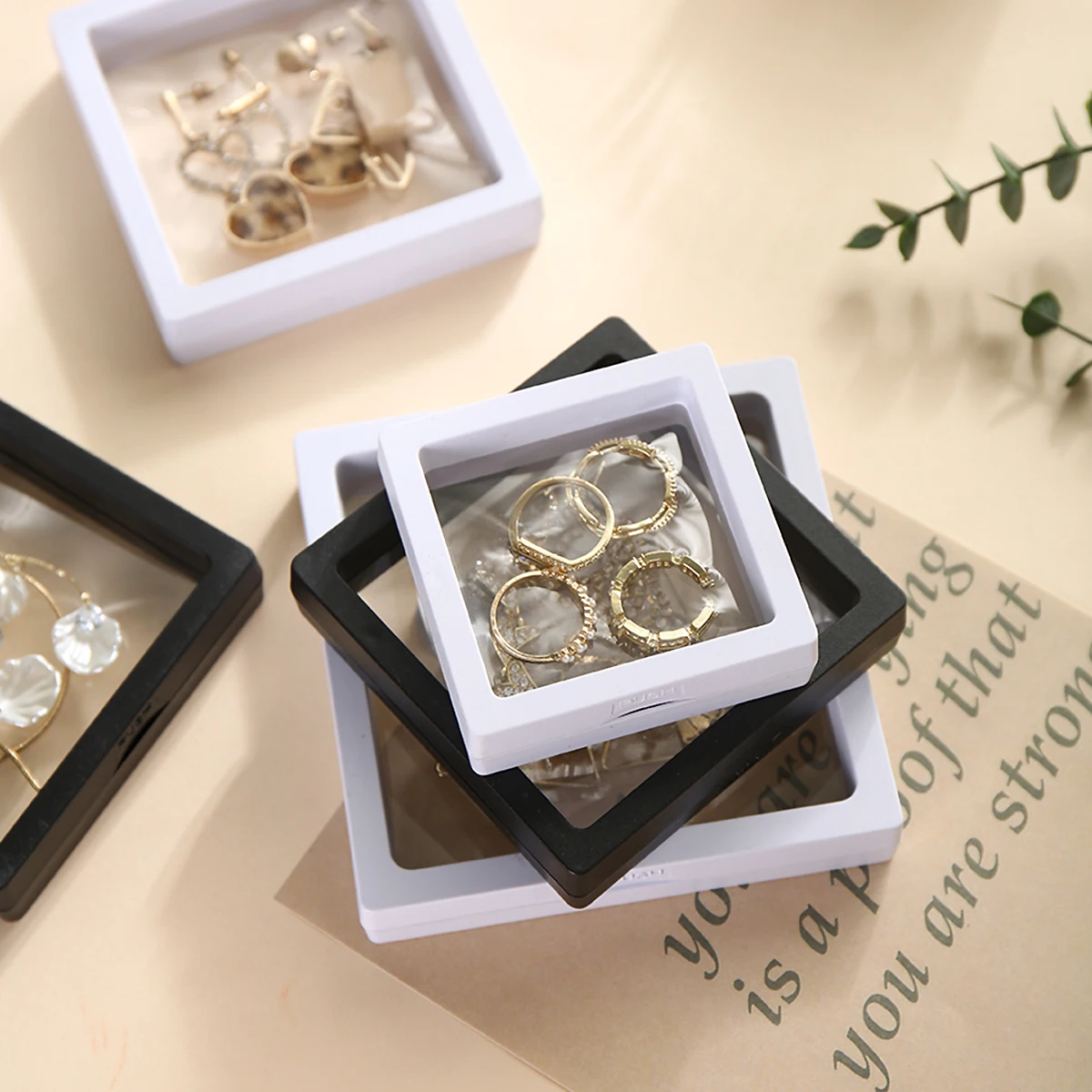10pcs Black/White Transparent PE Film Jewelry Storage Box 3D Ring Earring Sorting Box Store Dressing Table Display Stand
10pcs Black/White Transparent PE Film Jewelry Storage Box 3D Ring Earring Sorting Box Store Dressing Table Display Stand