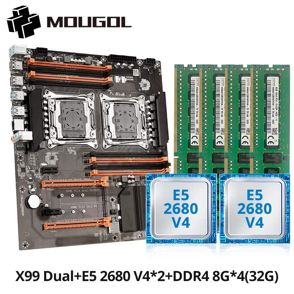 Комплект игровой материнской платы MOUGOL X99 с двумя процессорами lntel Xeon E5 2680 V4 и DDR4 32 ГБ (4*8 ГБ) LGA2011-3 M.2 NVME для настольного компьютера
Комплект игровой материнской платы MOUGOL X99 с двумя процессорами lntel Xeon E5 2680 V4 и DDR4 32 ГБ (4*8 ГБ) LGA2011-3 M.2 NVME для настольного компьютера