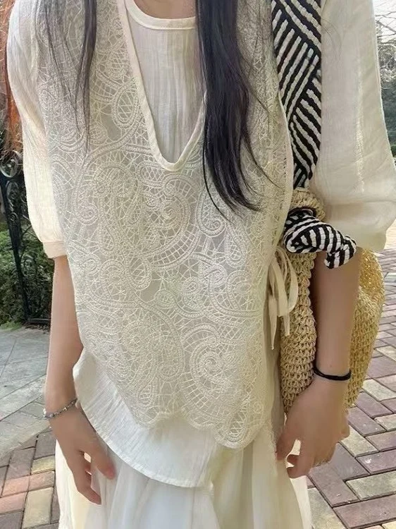 plus Size Lace Trim Blouse Women's Loose Fit Summer Slimming 5/4 Sve T-irt Top for Heavy MM 300 Pou Korean Sle
plus Size Lace Trim Blouse Women's Loose Fit Summer Slimming 5/4 Sve T-irt Top for Heavy MM 300 Pou Korean Sle