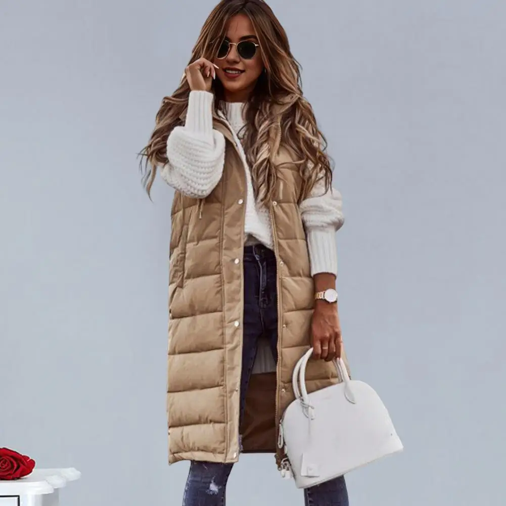 Long Fitted Vest Stylish Women's Winter Hooded Vest Coat with Drawstring Closure Padded Mid Length Windproof for Warmth
Long Fitted Vest Stylish Women's Winter Hooded Vest Coat with Drawstring Closure Padded Mid Length Windproof for Warmth