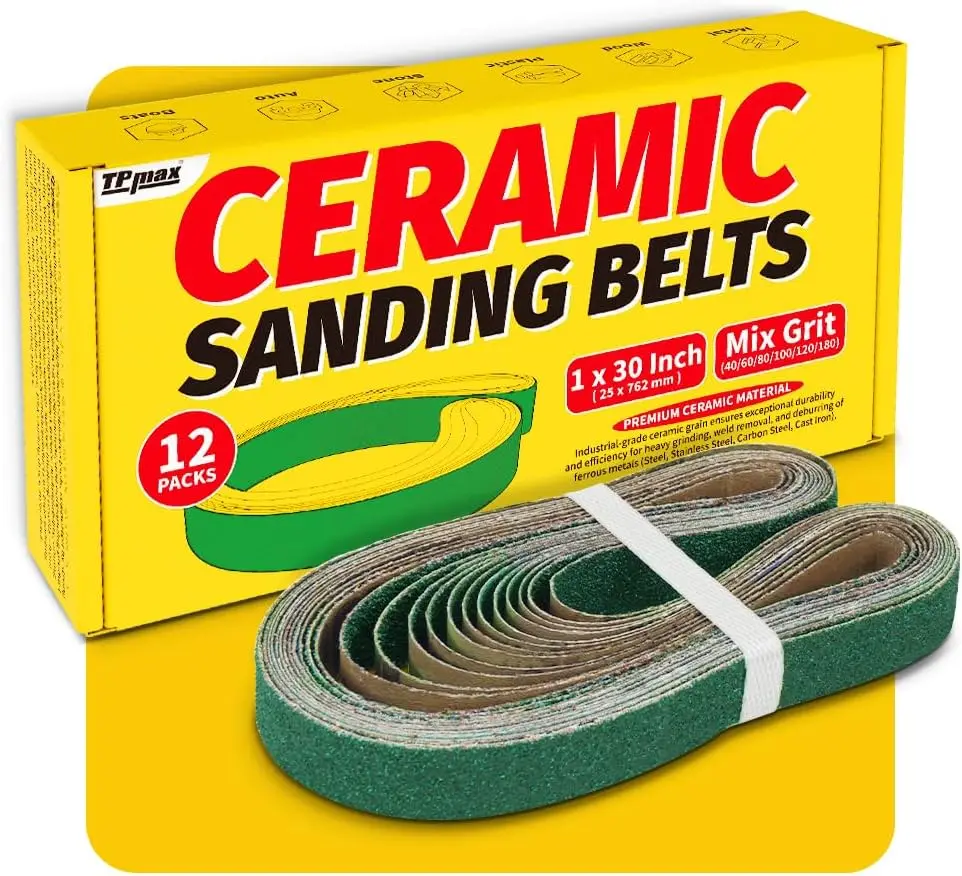 12 Pack 1x30 Inch Zirconia Ceramic Sanding Belts for Metal Grinding, Knife Sharpening & Stock Removal
12 Pack 1x30 Inch Zirconia Ceramic Sanding Belts for Metal Grinding, Knife Sharpening & Stock Removal