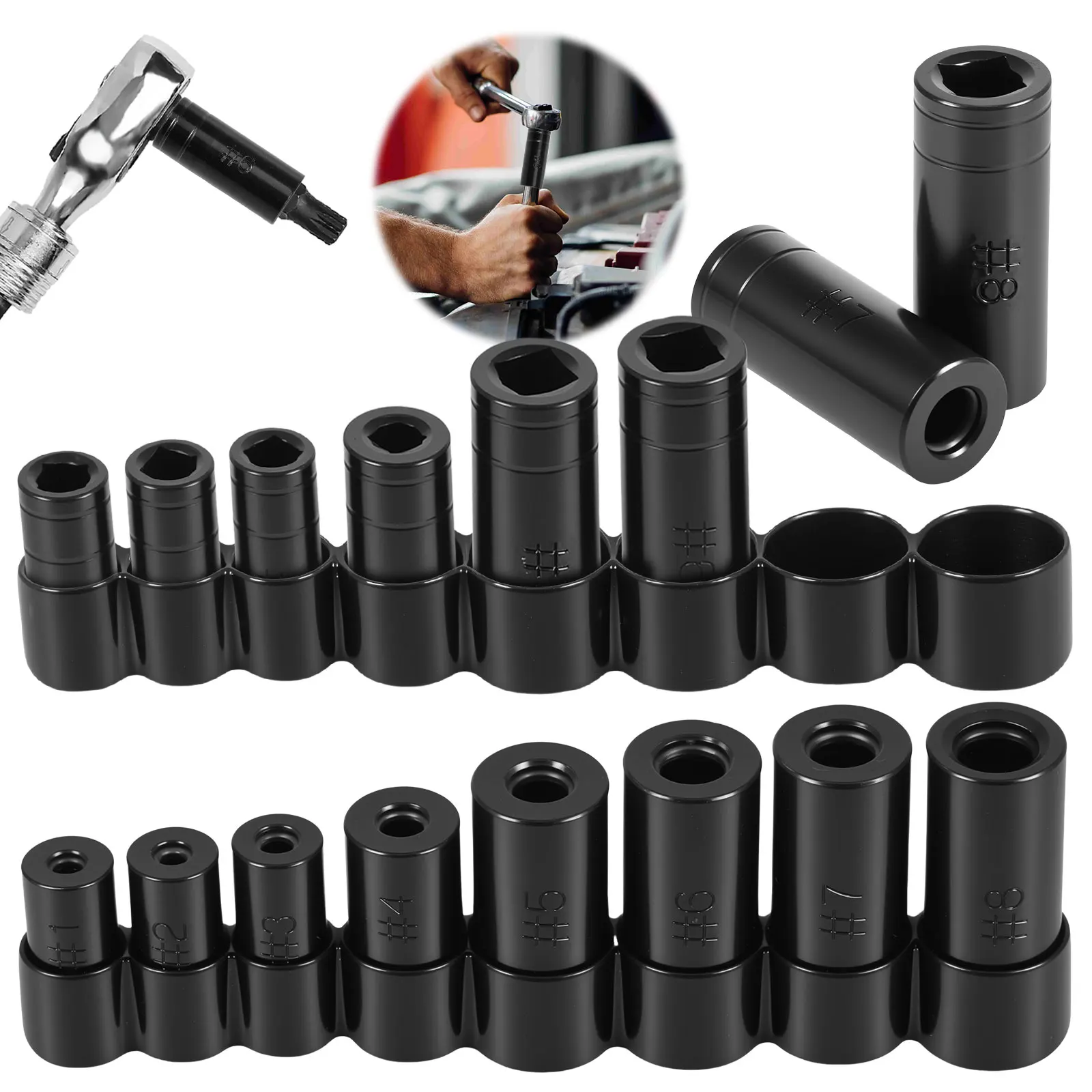 Набор торцевых головок для нарезания резьбы (8/16 шт.) с приводом 1/4" и 3/8" и держателем для нарезания новой резьбы или ремонта старой резьбы, инструмент для обслуживания
Набор торцевых головок для нарезания резьбы (8/16 шт.) с приводом 1/4" и 3/8" и держателем для нарезания новой резьбы или ремонта старой резьбы, инструмент для обслуживания