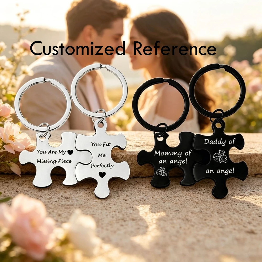 Customized Couple Keychain 2Pcs Stainless Steel Puzzle Key Ring Mother Carving Pendant Valentine Day Christmas Wedding Gift
Customized Couple Keychain 2Pcs Stainless Steel Puzzle Key Ring Mother Carving Pendant Valentine Day Christmas Wedding Gift