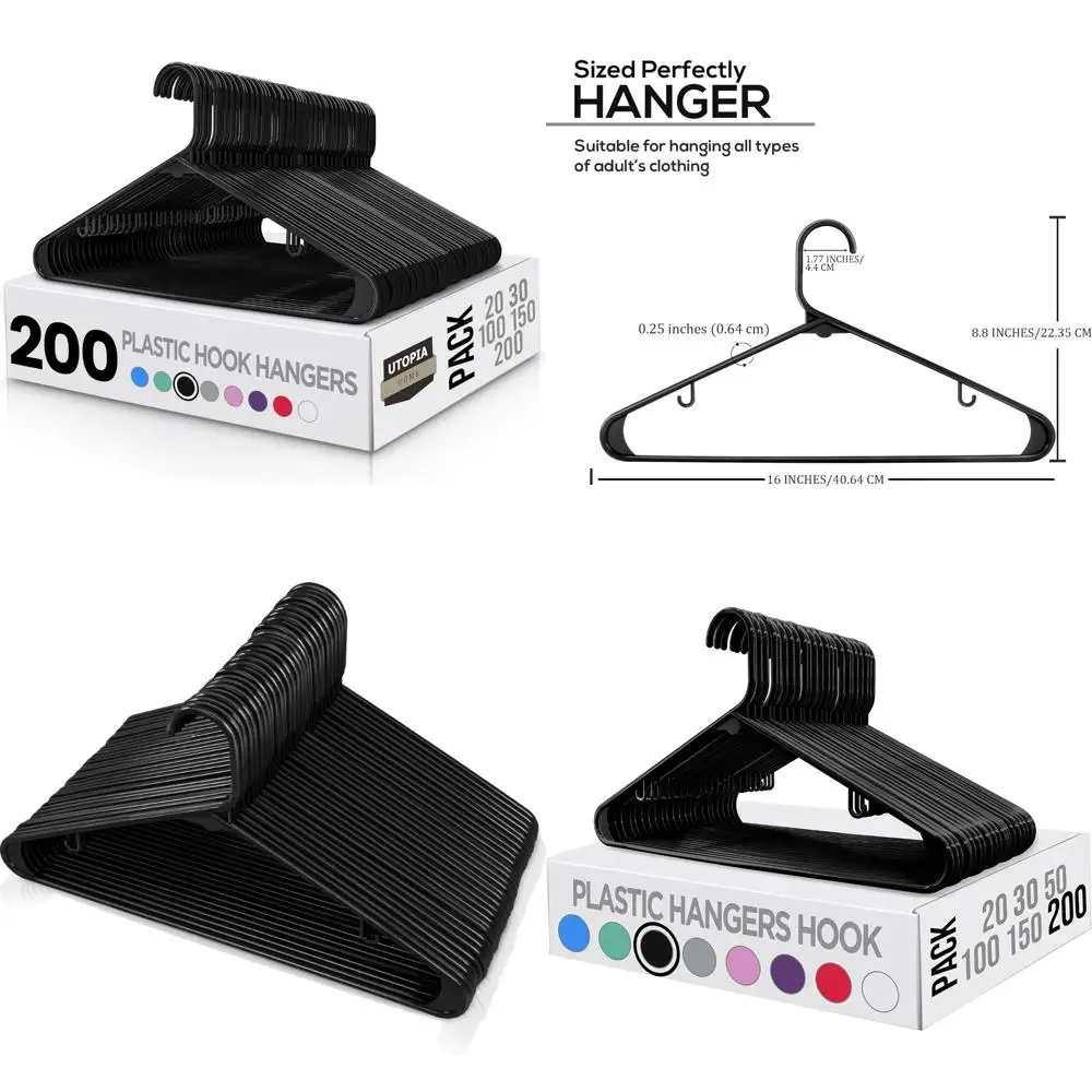 Пластиковые вешалки для одежды, упаковка 200 шт. с крючками, прочная и компактная, черная для эффективной организации гардероба
Пластиковые вешалки для одежды, упаковка 200 шт. с крючками, прочная и компактная, черная для эффективной организации гардероба