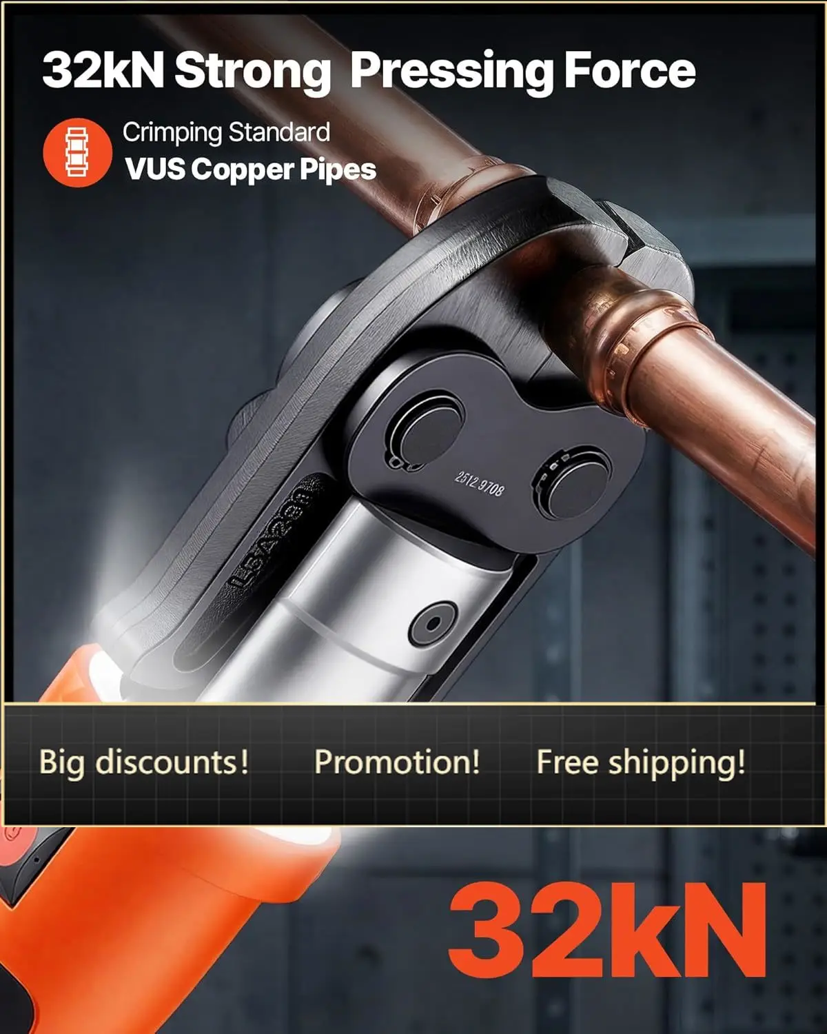 Press Tool, 18V Electric Crimping Tool for 1/2", 3/4", 1", 1-1/4", 1-1/2", 2" Copper Pipes, 32KN Press Tool Compatible with ProP
Press Tool, 18V Electric Crimping Tool for 1/2", 3/4", 1", 1-1/4", 1-1/2", 2" Copper Pipes, 32KN Press Tool Compatible with ProP