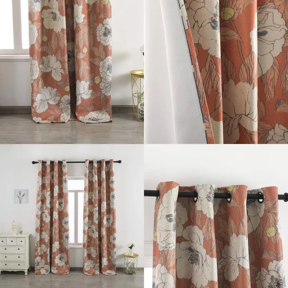 Orange Faux Linen Privacy Curtains with Flower Pattern for Living Room/Bedroom, 52x108 Inch, Grommet Top (2 Panels)
Orange Faux Linen Privacy Curtains with Flower Pattern for Living Room/Bedroom, 52x108 Inch, Grommet Top (2 Panels)