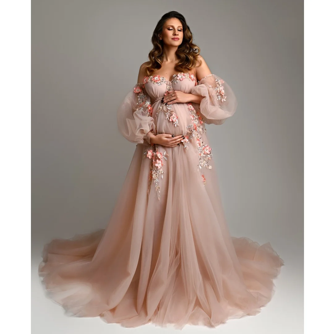 Off the Shoulder Prom Dresses 3D Floral Appliques Maternity Photoshoot Dress Sequins Exquisite Baby Shower Gown Customized
Off the Shoulder Prom Dresses 3D Floral Appliques Maternity Photoshoot Dress Sequins Exquisite Baby Shower Gown Customized