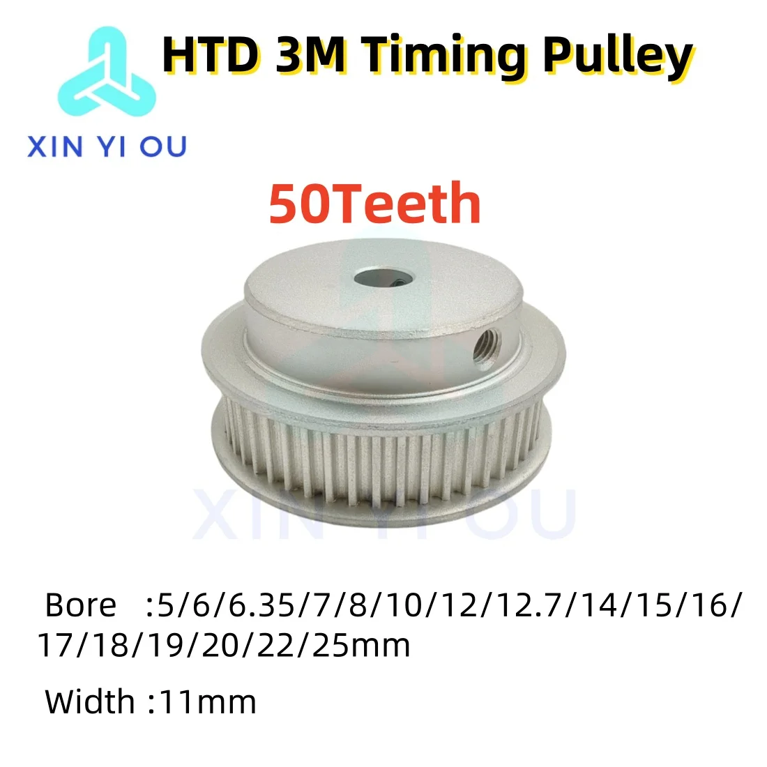 HTD 3M Timing Pulley 50teeth-BF Type Bore 5/6/6.35/7/8/10/12/12.7/14/15~25mm Belt Width11mm3M Synchronous Wheel
HTD 3M Timing Pulley 50teeth-BF Type Bore 5/6/6.35/7/8/10/12/12.7/14/15~25mm Belt Width11mm3M Synchronous Wheel