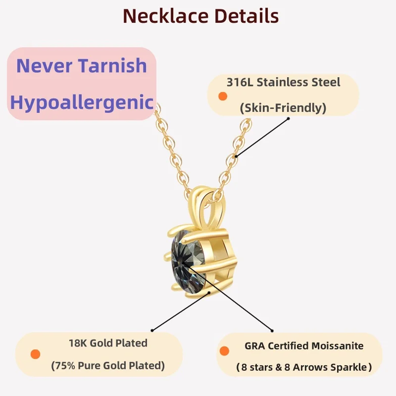 LAMVOICE jewelry for women,1 carat moissanite necklace for women, Hypoallergenic necklace, golden plated, christmas gift
LAMVOICE jewelry for women,1 carat moissanite necklace for women, Hypoallergenic necklace, golden plated, christmas gift