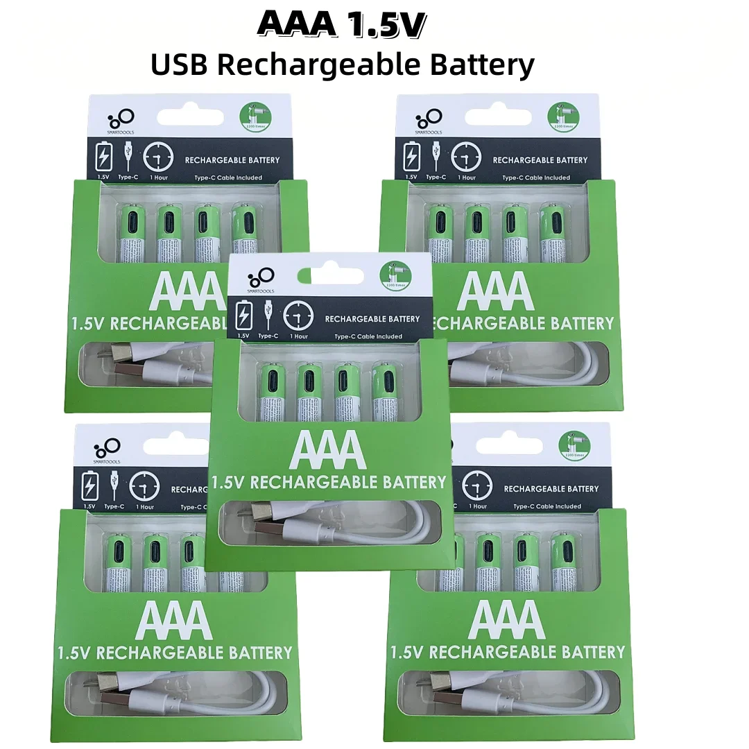 1.5V AAA USB Rechargeable Batteries 750mWh Li-ion Battery Type-C Cable for Remote Control Mouse
1.5V AAA USB Rechargeable Batteries 750mWh Li-ion Battery Type-C Cable for Remote Control Mouse