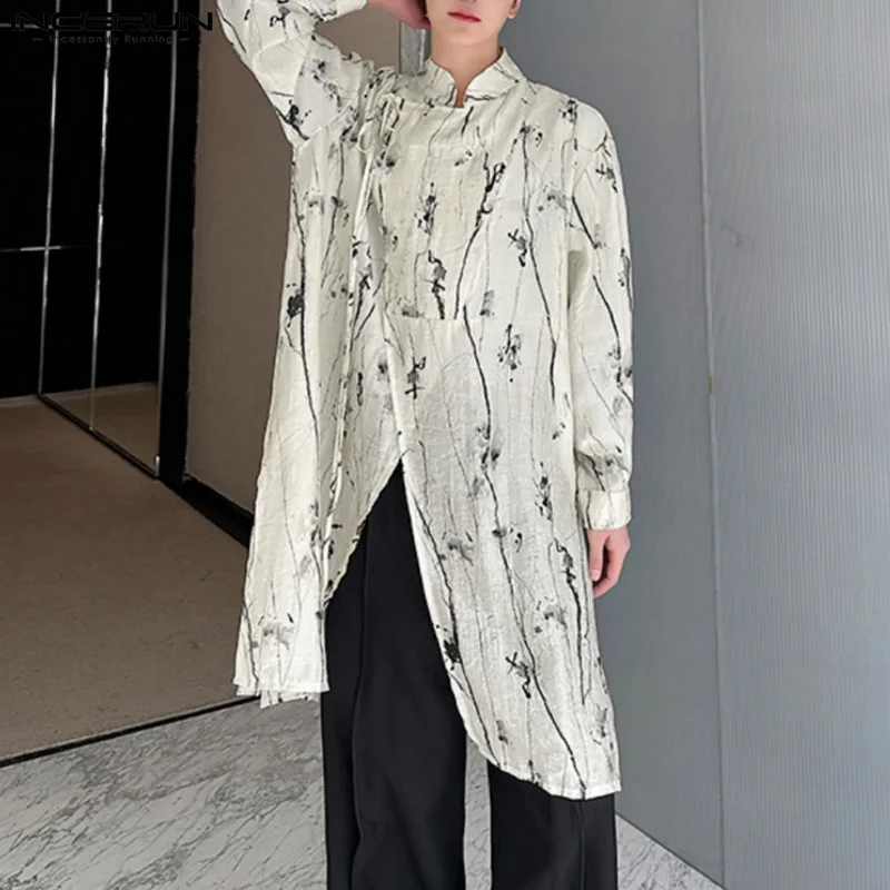 2024 Men Long Style Shirts Printing Stand Collar Long Sleeve Men Clothing Streetwear Loose Lace Up Casual Male Shirts INCERUN
2024 Men Long Style Shirts Printing Stand Collar Long Sleeve Men Clothing Streetwear Loose Lace Up Casual Male Shirts INCERUN