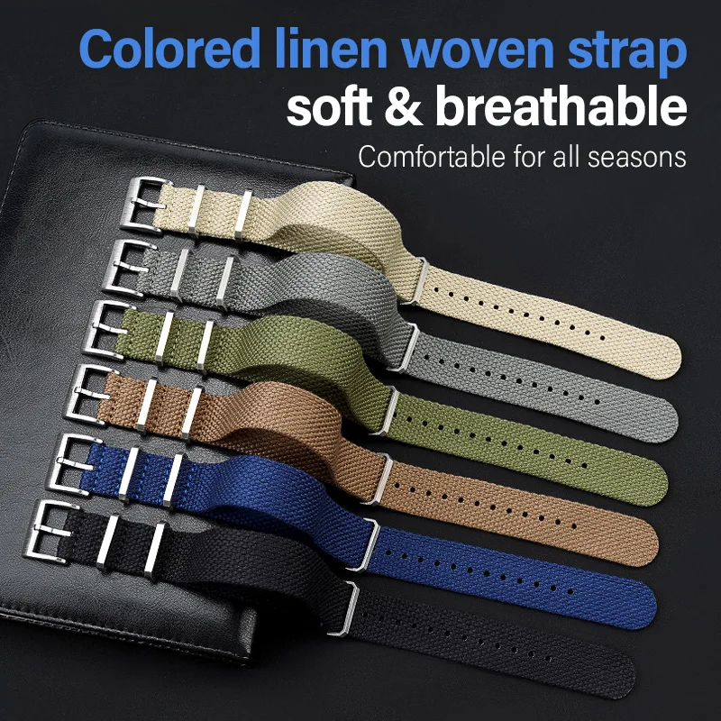 Linen Woven Watch Strap, a Nylon Watch Strap, 20/22mm, Breathable and Comfortable, Adjustable Linen Sports Watch Strap
Linen Woven Watch Strap, a Nylon Watch Strap, 20/22mm, Breathable and Comfortable, Adjustable Linen Sports Watch Strap