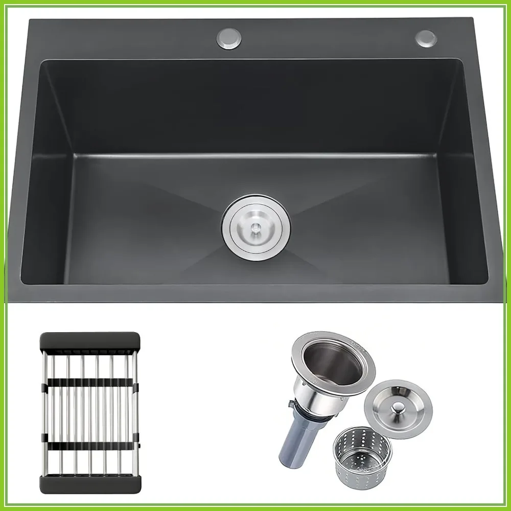 30 Inch Drop in Kitchen Sink, Nano Coating Stainless Steel Topmount 18 Gauge (30"x18")
30 Inch Drop in Kitchen Sink, Nano Coating Stainless Steel Topmount 18 Gauge (30"x18")
