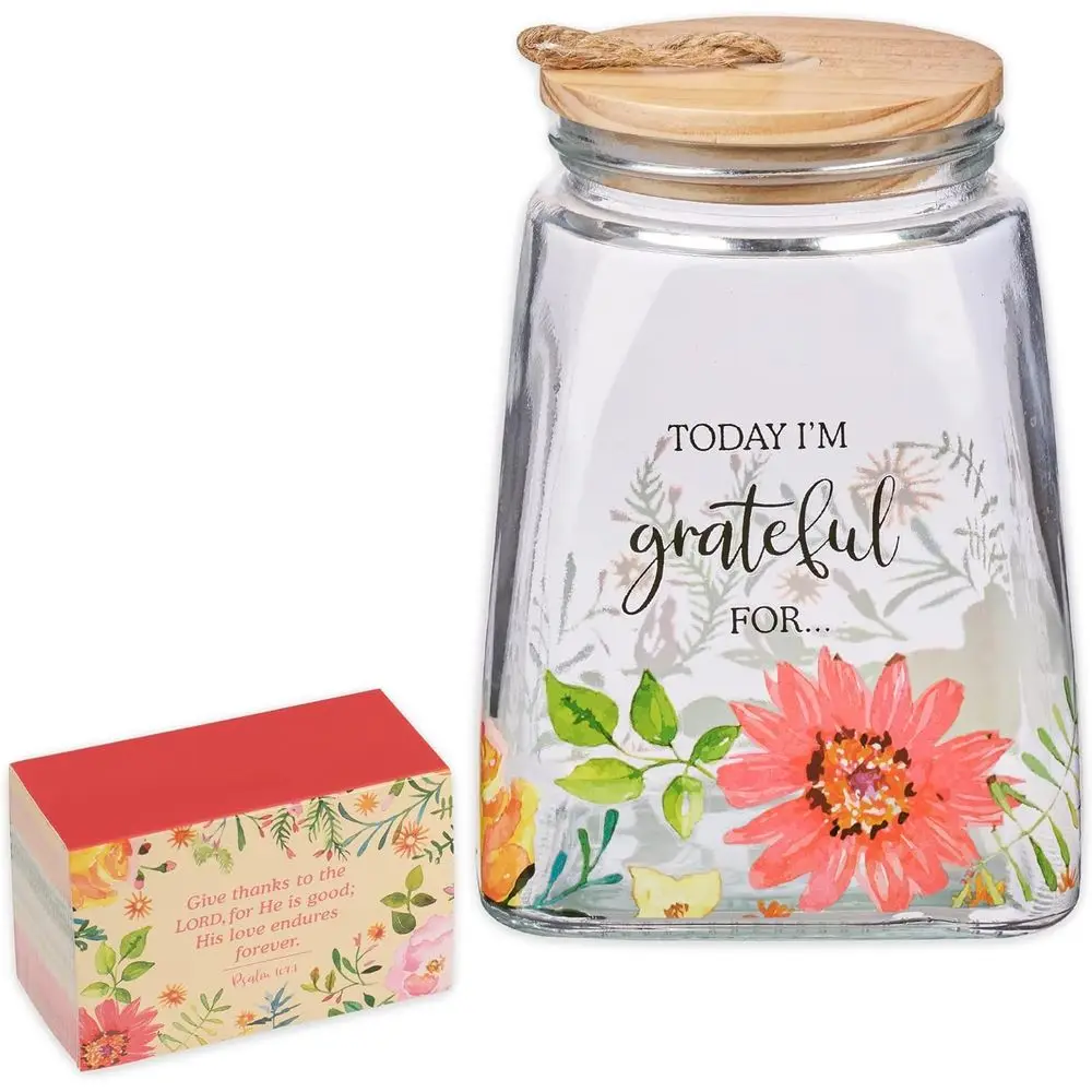 Gratitude Jar with Glass Lid and Inspirational Note Cards - Expressing Thanks Daily
Gratitude Jar with Glass Lid and Inspirational Note Cards - Expressing Thanks Daily