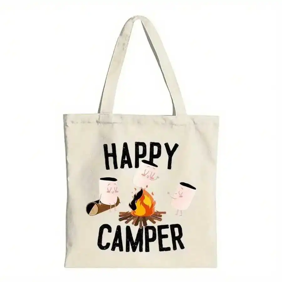Happy Camper Cartoon Printing Canvas Tote Bag For Outdoor Camping
Happy Camper Cartoon Printing Canvas Tote Bag For Outdoor Camping