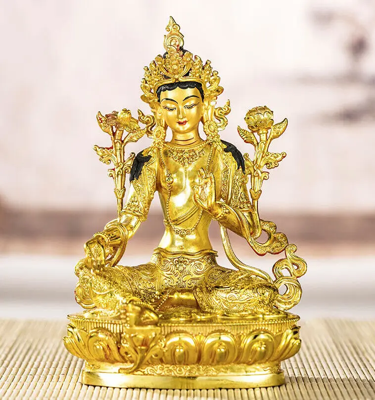 Handpainted bronze Buddha statue gilt Amitabha bhagavan Bodhisattva Green Tara
Handpainted bronze Buddha statue gilt Amitabha bhagavan Bodhisattva Green Tara
