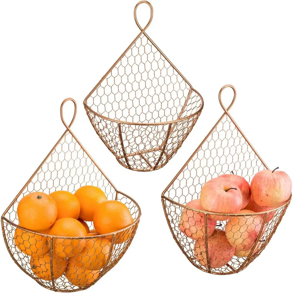 Copper Metal Wire Wall Hanging Baskets, Decorative Kitchen Fruit Holder, Wall-Mounted Storage Baskets
Copper Metal Wire Wall Hanging Baskets, Decorative Kitchen Fruit Holder, Wall-Mounted Storage Baskets