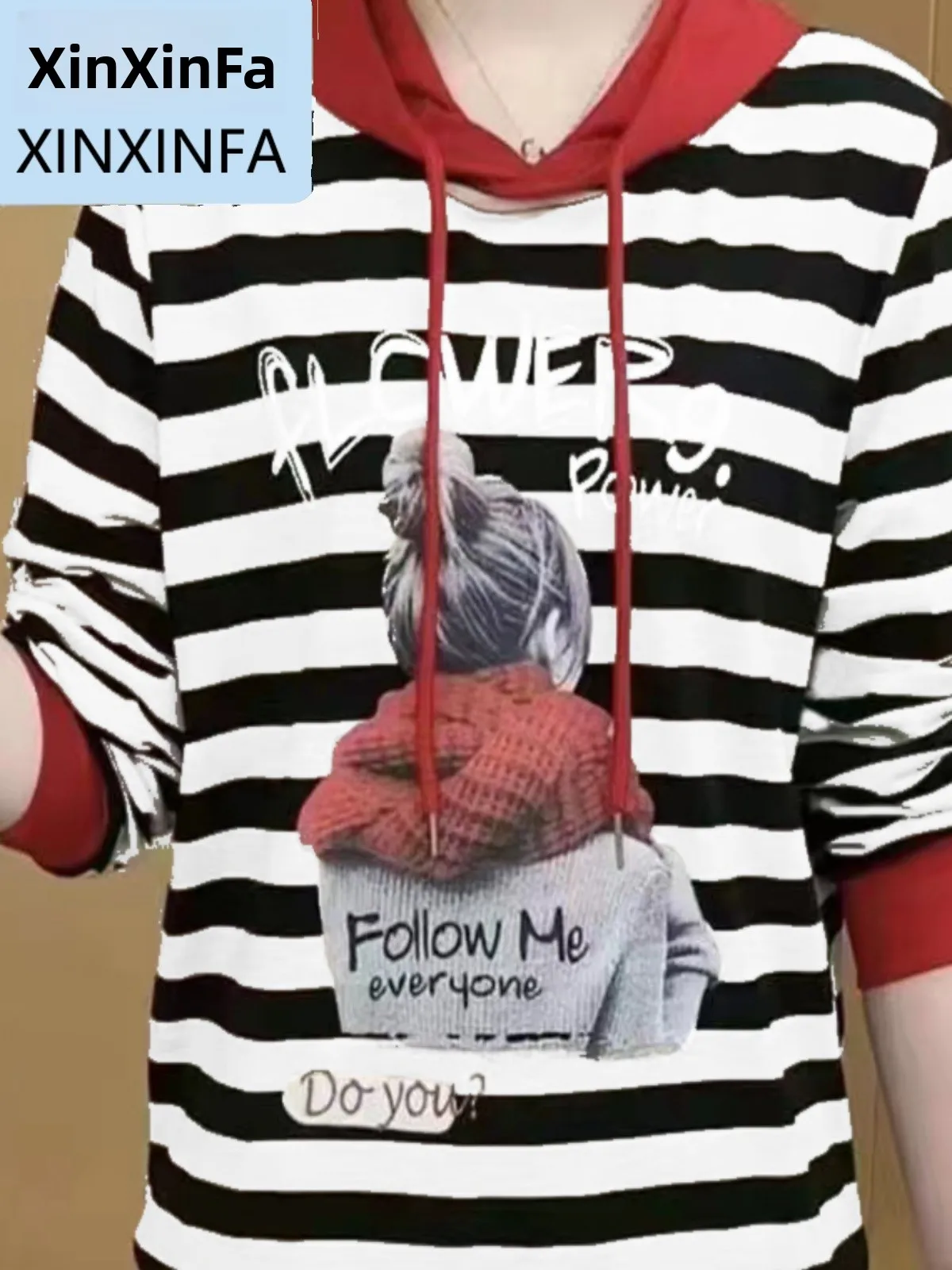 Fashionable Striped Loose Hoodie Women's Casual Top Spring Autumn New Style Age-Defying All-Match Ladies' Sweatshirt
Fashionable Striped Loose Hoodie Women's Casual Top Spring Autumn New Style Age-Defying All-Match Ladies' Sweatshirt