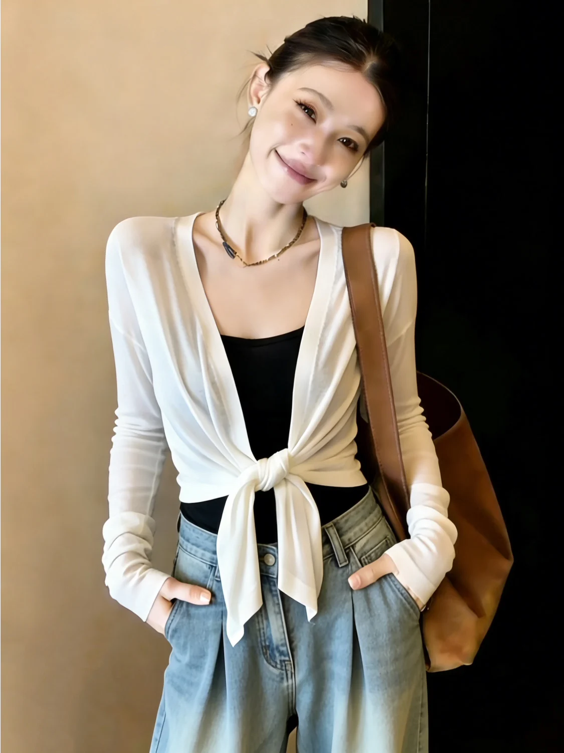 Women's Knitted Open Cardigan Outerwear Slim Fit Summer New Style Big Size PP Thin Sun Protection Top Shoulder Length Sleeve
Women's Knitted Open Cardigan Outerwear Slim Fit Summer New Style Big Size PP Thin Sun Protection Top Shoulder Length Sleeve