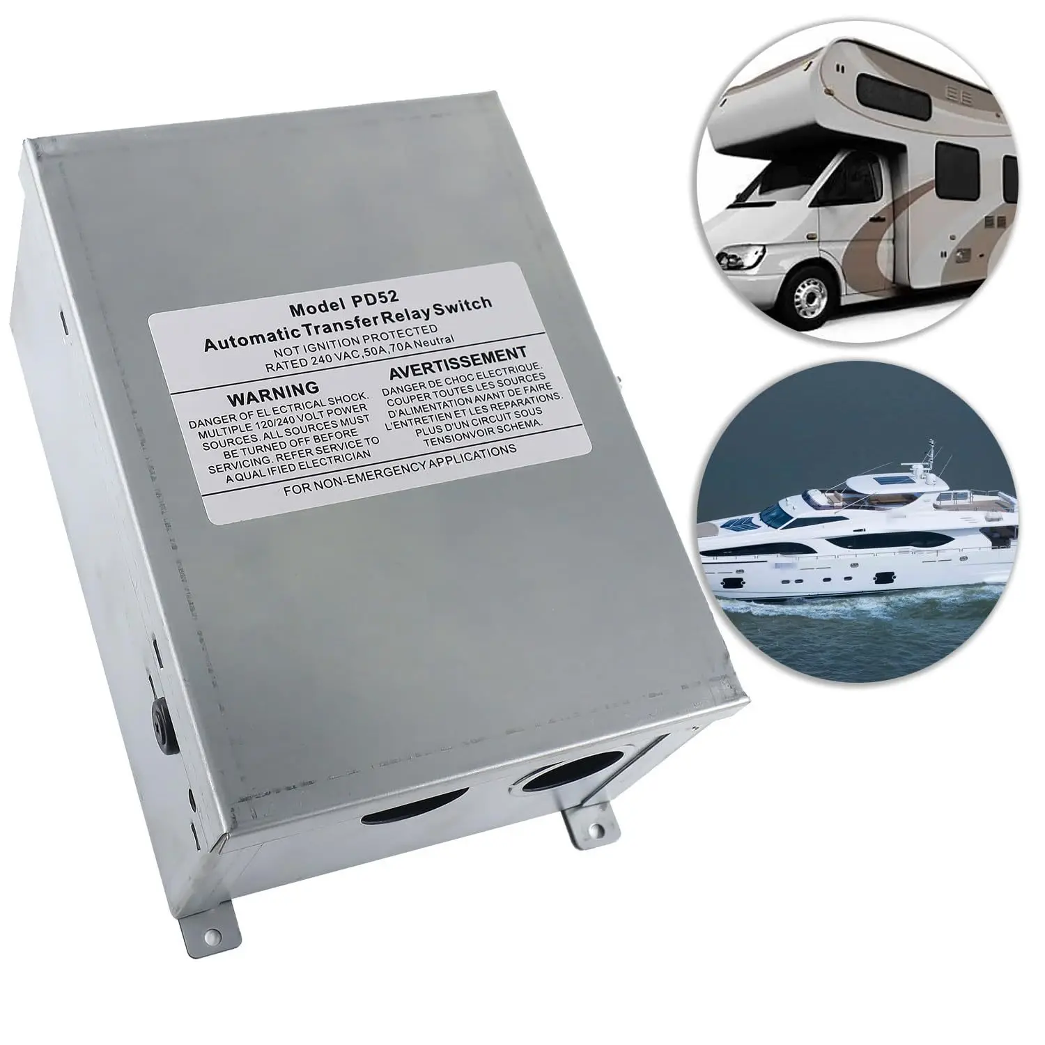 50 Amp Automatic Transfer Switch for RV Speedboat 120/240 VAC
50 Amp Automatic Transfer Switch for RV Speedboat 120/240 VAC