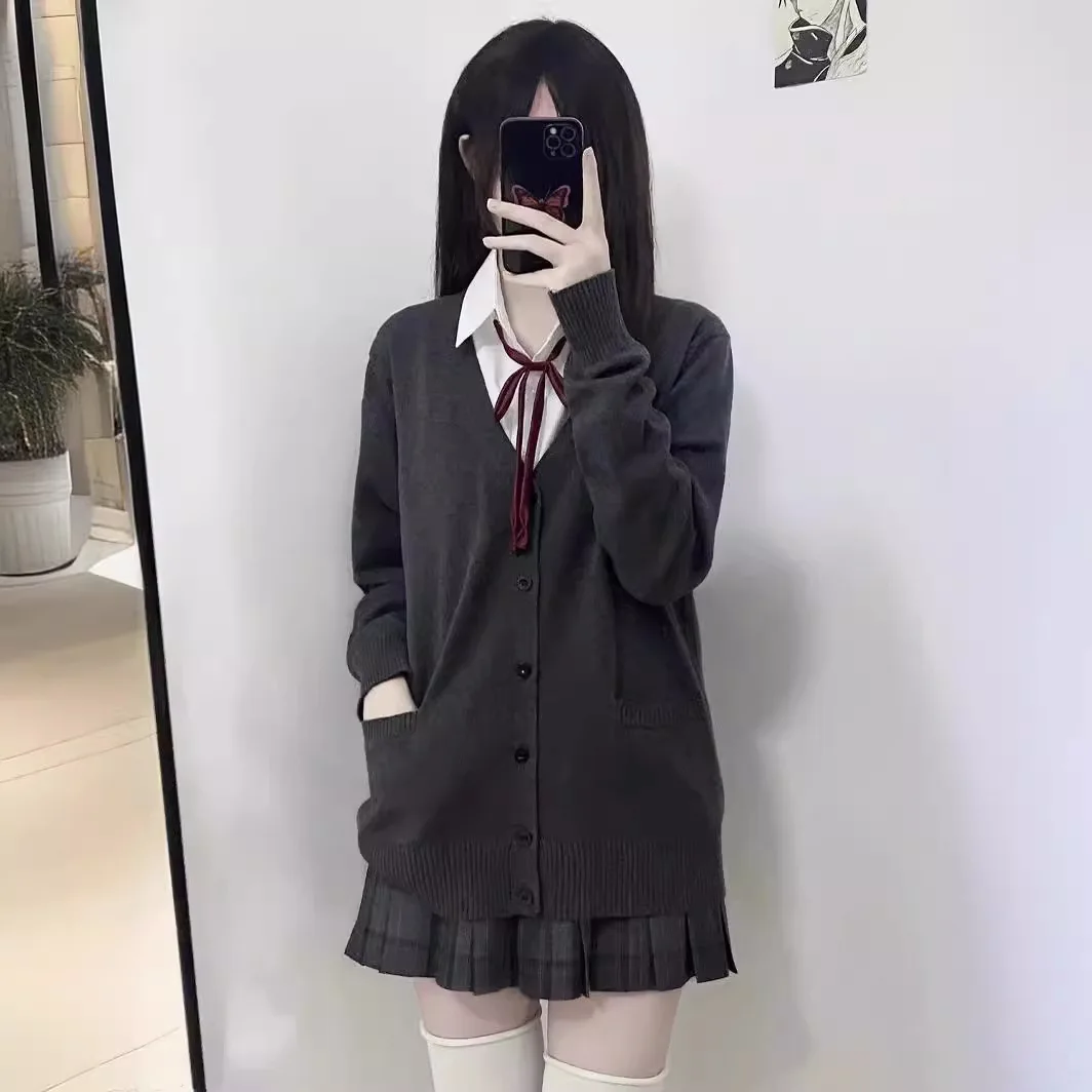Japanese Jk Uniform Knitted Cardigan College Style Sweet Sweater Versatile Long-sleeved Outer Jacket Autumn Winter New
Japanese Jk Uniform Knitted Cardigan College Style Sweet Sweater Versatile Long-sleeved Outer Jacket Autumn Winter New