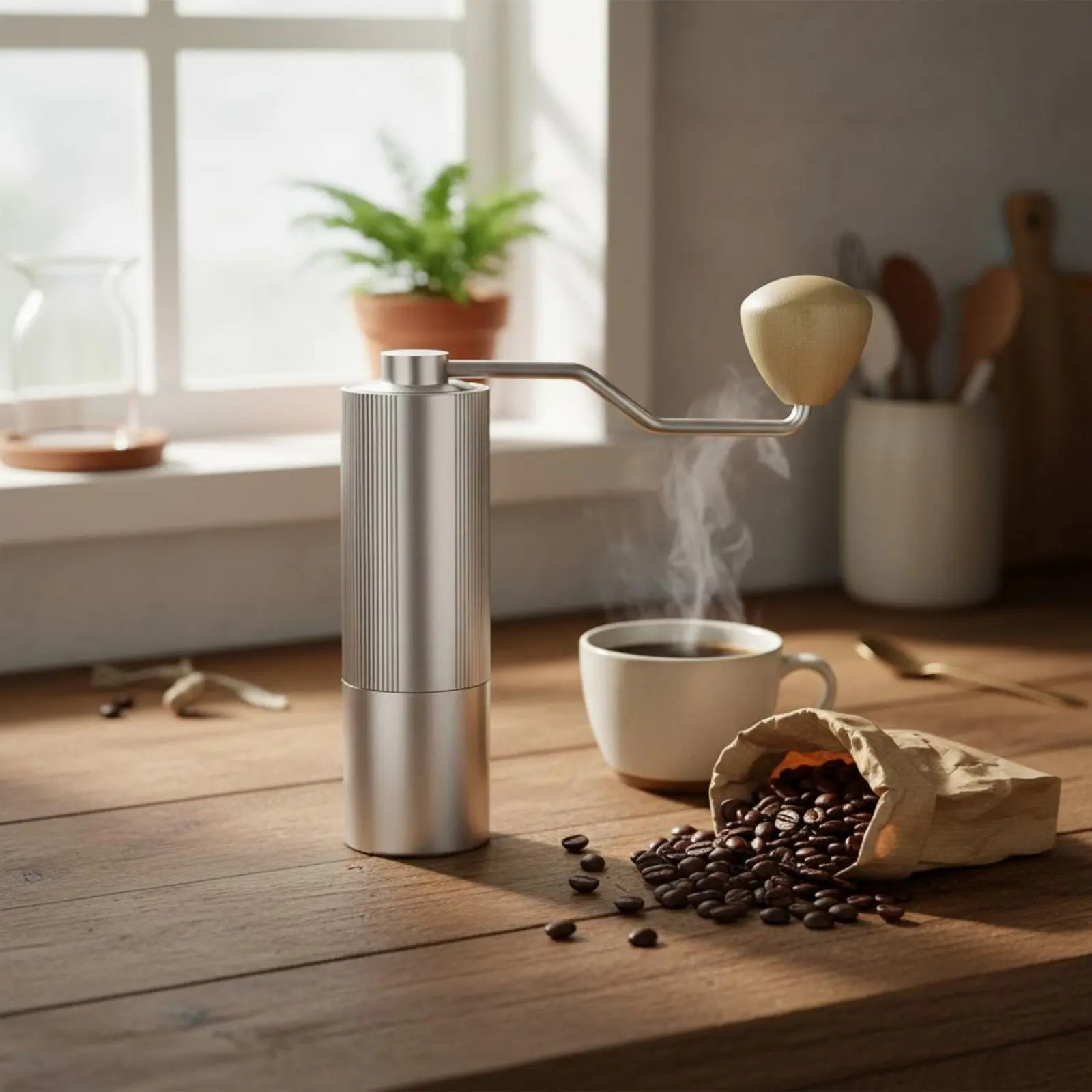 Manual Coffee Grinder CNC Exact Grinding Center Hand Crank Coffee Mill Portable Burr Grinder External Adjustment Kitchen Tool
Manual Coffee Grinder CNC Exact Grinding Center Hand Crank Coffee Mill Portable Burr Grinder External Adjustment Kitchen Tool
