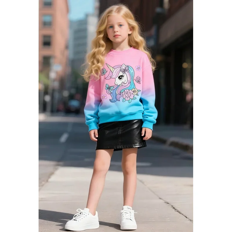 2025 Girls' Gradient Unicorn Printed Sweater Children's Fashion Spring and Autumn Cartoon Long-Sleeved Top
2025 Girls' Gradient Unicorn Printed Sweater Children's Fashion Spring and Autumn Cartoon Long-Sleeved Top