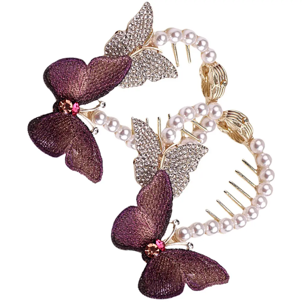 2Pcs Hair Clip Holders Butterflies Rhinestone Pearls Elegant Bun Clip Ponytail Holder Hair Accessories for Women
2Pcs Hair Clip Holders Butterflies Rhinestone Pearls Elegant Bun Clip Ponytail Holder Hair Accessories for Women