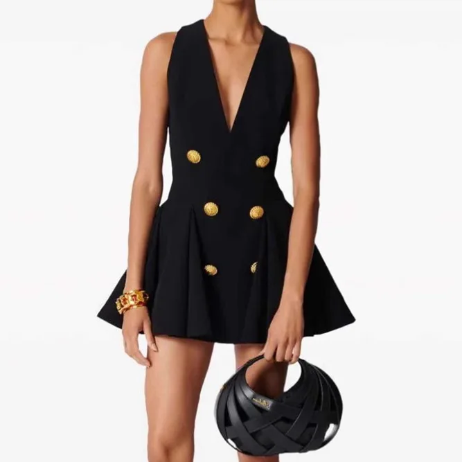 2026 Autumn V-neck Suit Dress Sleeveless Vest Black Dress
2026 Autumn V-neck Suit Dress Sleeveless Vest Black Dress