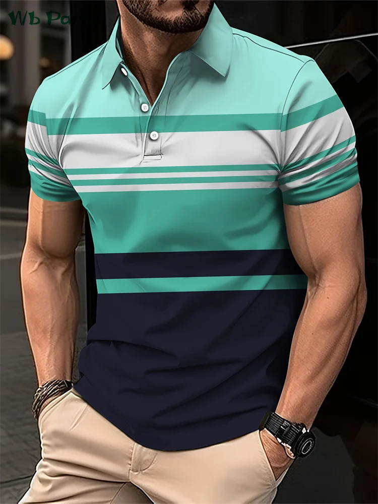 Summer Striped Print Men's Shirts Fashion Mens Polo Shirts Simple 3D Print Men's T-shirts Polo Shirts for Men Breathable Tops
Summer Striped Print Men's Shirts Fashion Mens Polo Shirts Simple 3D Print Men's T-shirts Polo Shirts for Men Breathable Tops