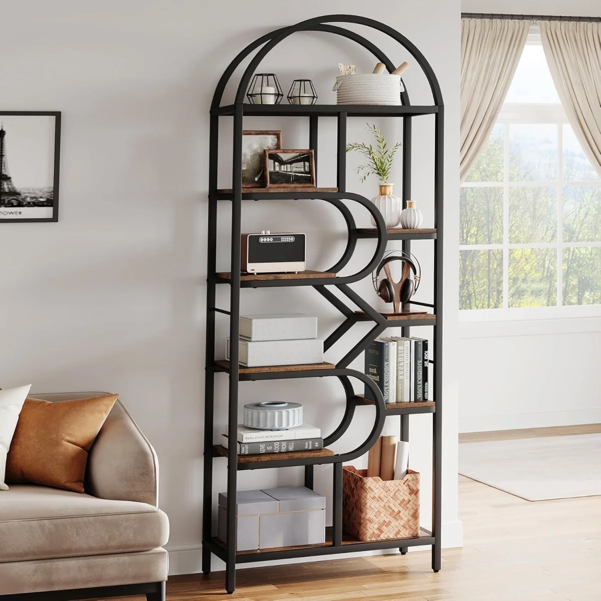 6-Tier Open Arched Bookshelf 81.7" Tall Bookcase Display Racks Open Storage Shelf Metal Frame Book Shelf for Living Room Office
6-Tier Open Arched Bookshelf 81.7" Tall Bookcase Display Racks Open Storage Shelf Metal Frame Book Shelf for Living Room Office