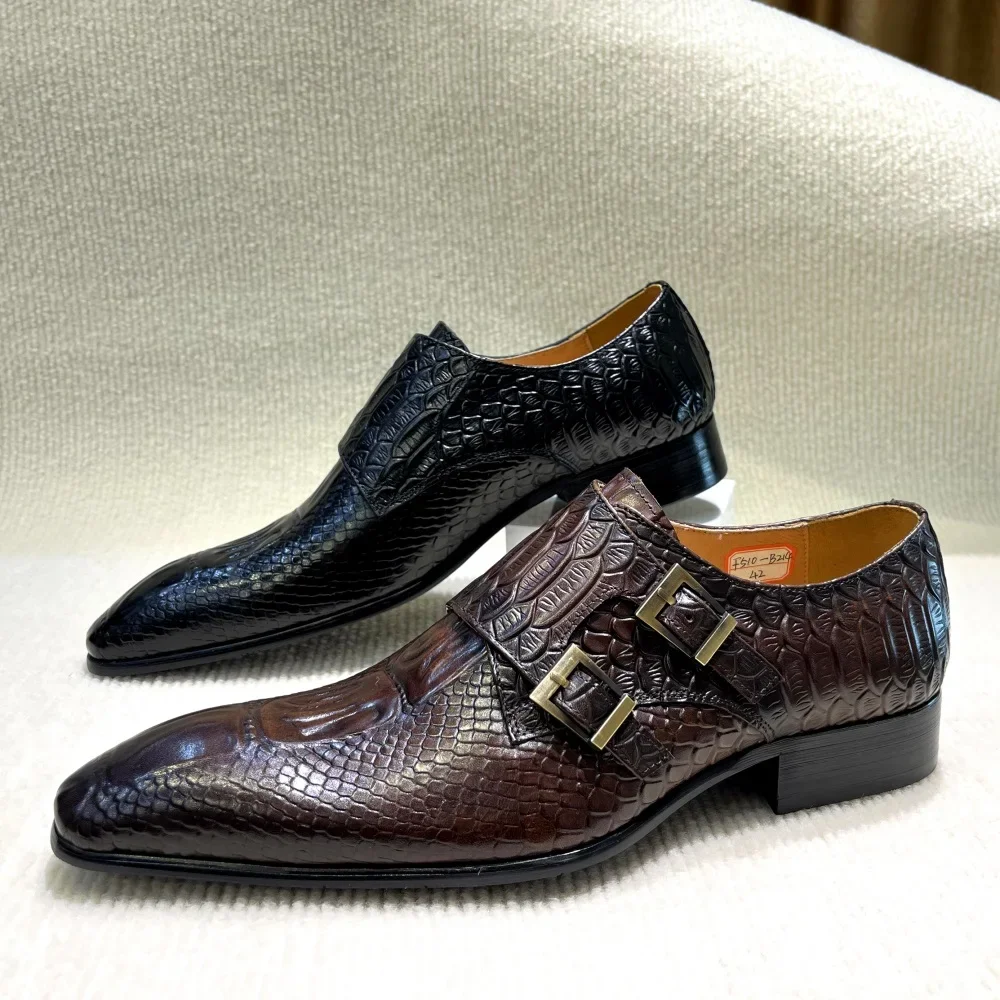 Men's Italian Genuine Leather Formal Oxford Shoes Python Crocodile Pattern Button Detailing for Office Party Wedding Footwear
Men's Italian Genuine Leather Formal Oxford Shoes Python Crocodile Pattern Button Detailing for Office Party Wedding Footwear