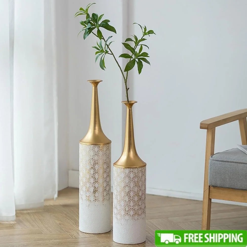 Contemporary Handmade Floor Vases Set of 2 Durable Metallic Vases Pampas Grass Rustic Home Decoration Living Room
Contemporary Handmade Floor Vases Set of 2 Durable Metallic Vases Pampas Grass Rustic Home Decoration Living Room